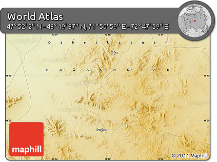 Physical Map of the Area around 48° 5' 50" N, 72° 19' 29" E