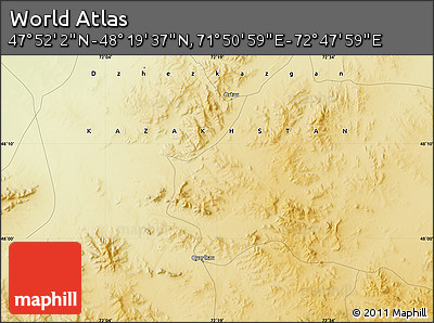 Physical Map of the Area around 48° 5' 50" N, 72° 19' 29" E