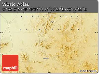 Physical Map of the Area around 48° 5' 50" N, 72° 19' 29" E