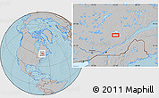 Gray Location Map of the area around 48° 5' 50" N, 72° 10' 30" W, hill shading