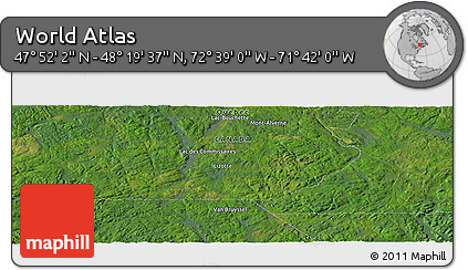 Satellite Panoramic Map of the Area around 48° 5' 50" N, 72° 10' 30" W