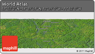 Satellite Panoramic Map of the Area around 48° 5' 50" N, 72° 10' 30" W
