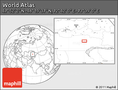 Blank Location Map of the Area around 48° 5' 50" N, 73° 10' 30" E