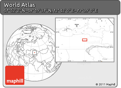 Blank Location Map of the Area around 48° 5' 50" N, 73° 10' 30" E