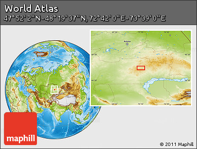 Physical Location Map of the Area around 48° 5' 50" N, 73° 10' 30" E