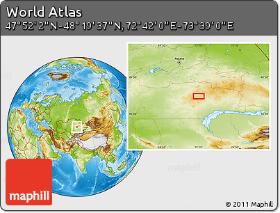 Physical Location Map of the Area around 48° 5' 50" N, 73° 10' 30" E