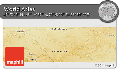 Physical Panoramic Map of the Area around 48° 5' 50" N, 73° 10' 30" E