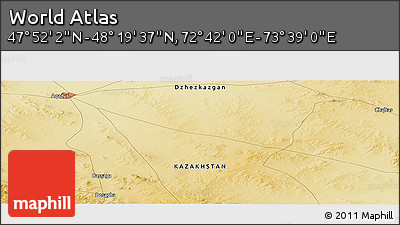 Physical Panoramic Map of the Area around 48° 5' 50" N, 73° 10' 30" E