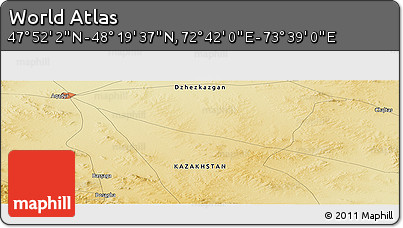 Physical Panoramic Map of the Area around 48° 5' 50" N, 73° 10' 30" E