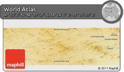 Physical Panoramic Map of the Area around 48° 5' 50" N, 74° 52' 30" E
