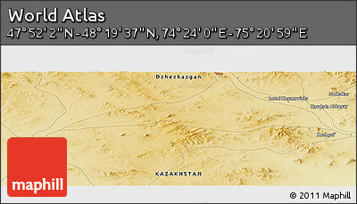 Physical Panoramic Map of the Area around 48° 5' 50" N, 74° 52' 30" E
