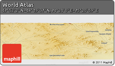 Physical Panoramic Map of the Area around 48° 5' 50" N, 74° 52' 30" E