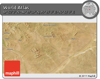 Satellite 3D Map of the Area around 48° 5' 50" N, 75° 43' 29" E