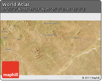 Satellite 3D Map of the Area around 48° 5' 50" N, 75° 43' 29" E