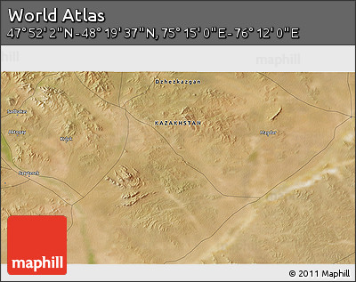 Satellite 3D Map of the Area around 48° 5' 50" N, 75° 43' 29" E