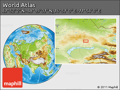 Physical Location Map of the Area around 48° 5' 50" N, 77° 25' 30" E