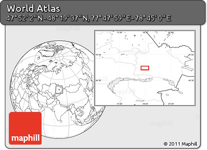 Blank Location Map of the Area around 48° 5' 50" N, 78° 16' 30" E