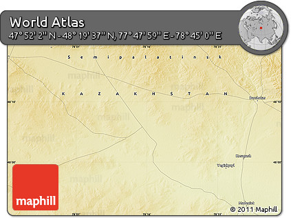 Physical Map of the Area around 48° 5' 50" N, 78° 16' 30" E