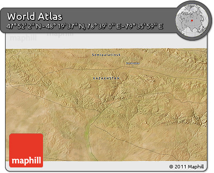 Satellite 3D Map of the Area around 48° 5' 50" N, 79° 7' 30" E