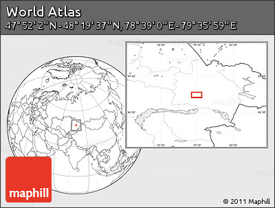 Blank Location Map of the Area around 48° 5' 50" N, 79° 7' 30" E