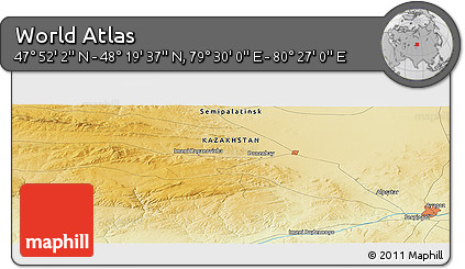 Physical Panoramic Map of the Area around 48° 5' 50" N, 79° 58' 29" E