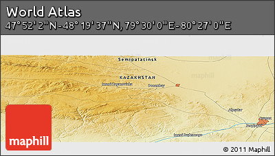 Physical Panoramic Map of the Area around 48° 5' 50" N, 79° 58' 29" E