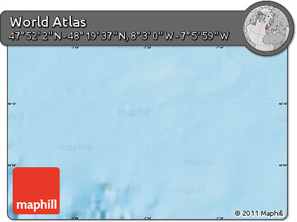 Shaded Relief Map of the Area around 48° 5' 50" N, 7° 34' 30" W