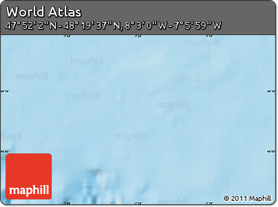 Shaded Relief Map of the Area around 48° 5' 50" N, 7° 34' 30" W