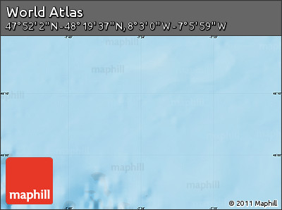 Shaded Relief Map of the Area around 48° 5' 50" N, 7° 34' 30" W