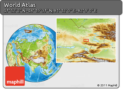 Physical Location Map of the Area around 48° 5' 50" N, 81° 40' 30" E