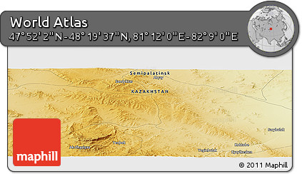 Physical Panoramic Map of the Area around 48° 5' 50" N, 81° 40' 30" E