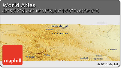 Physical Panoramic Map of the Area around 48° 5' 50" N, 81° 40' 30" E