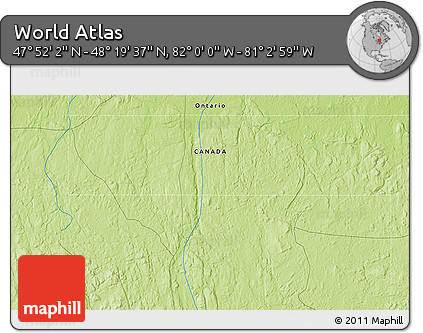 Physical 3D Map of the Area around 48° 5' 50" N, 81° 31' 30" W