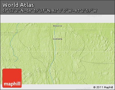 Physical 3D Map of the Area around 48° 5' 50" N, 81° 31' 30" W