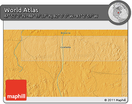 Political 3D Map of the Area around 48° 5' 50" N, 81° 31' 30" W
