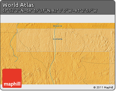 Political 3D Map of the Area around 48° 5' 50" N, 81° 31' 30" W