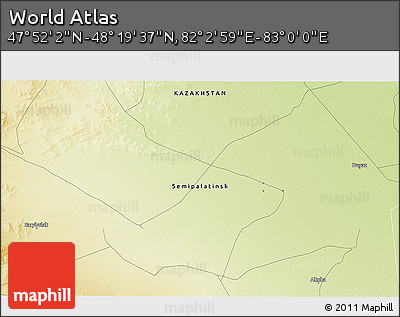 Physical 3D Map of the Area around 48° 5' 50" N, 82° 31' 30" E