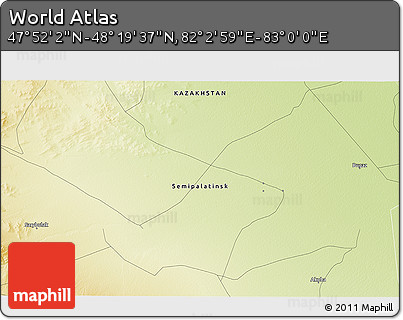 Physical 3D Map of the Area around 48° 5' 50" N, 82° 31' 30" E