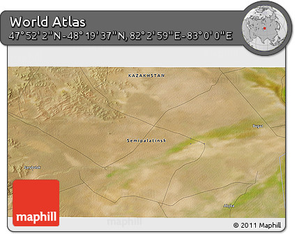 Satellite 3D Map of the Area around 48° 5' 50" N, 82° 31' 30" E