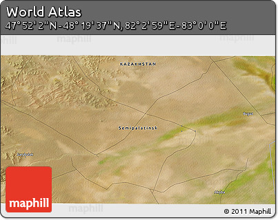 Satellite 3D Map of the Area around 48° 5' 50" N, 82° 31' 30" E