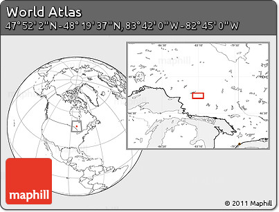 Blank Location Map of the Area around 48° 5' 50" N, 83° 13' 29" W