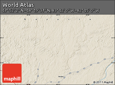 Shaded Relief Map of the Area around 48° 5' 50" N, 83° 13' 29" W