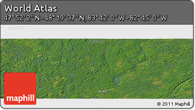 Satellite Panoramic Map of the Area around 48° 5' 50" N, 83° 13' 29" W