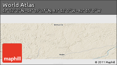 Shaded Relief Panoramic Map of the Area around 48° 5' 50" N, 83° 13' 29" W