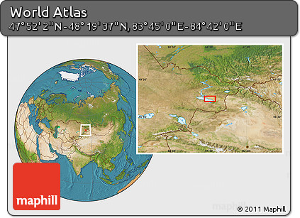 Satellite Location Map of the Area around 48° 5' 50" N, 84° 13' 29" E