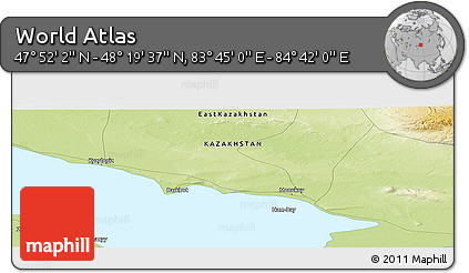 Physical Panoramic Map of the Area around 48° 5' 50" N, 84° 13' 29" E