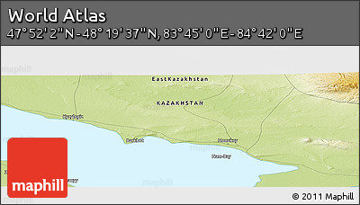 Physical Panoramic Map of the Area around 48° 5' 50" N, 84° 13' 29" E
