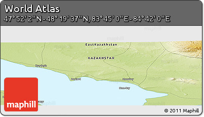 Physical Panoramic Map of the Area around 48° 5' 50" N, 84° 13' 29" E