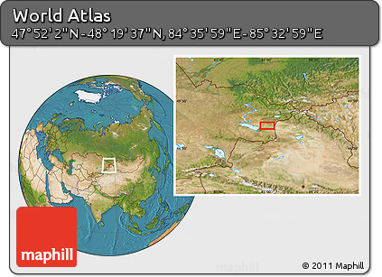 Satellite Location Map of the Area around 48° 5' 50" N, 85° 4' 29" E