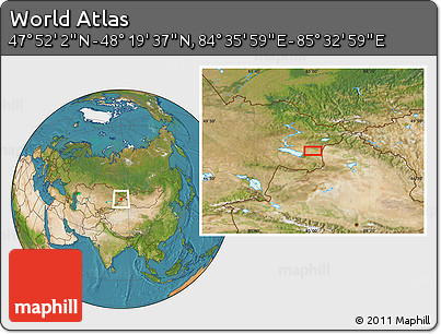 Satellite Location Map of the Area around 48° 5' 50" N, 85° 4' 29" E